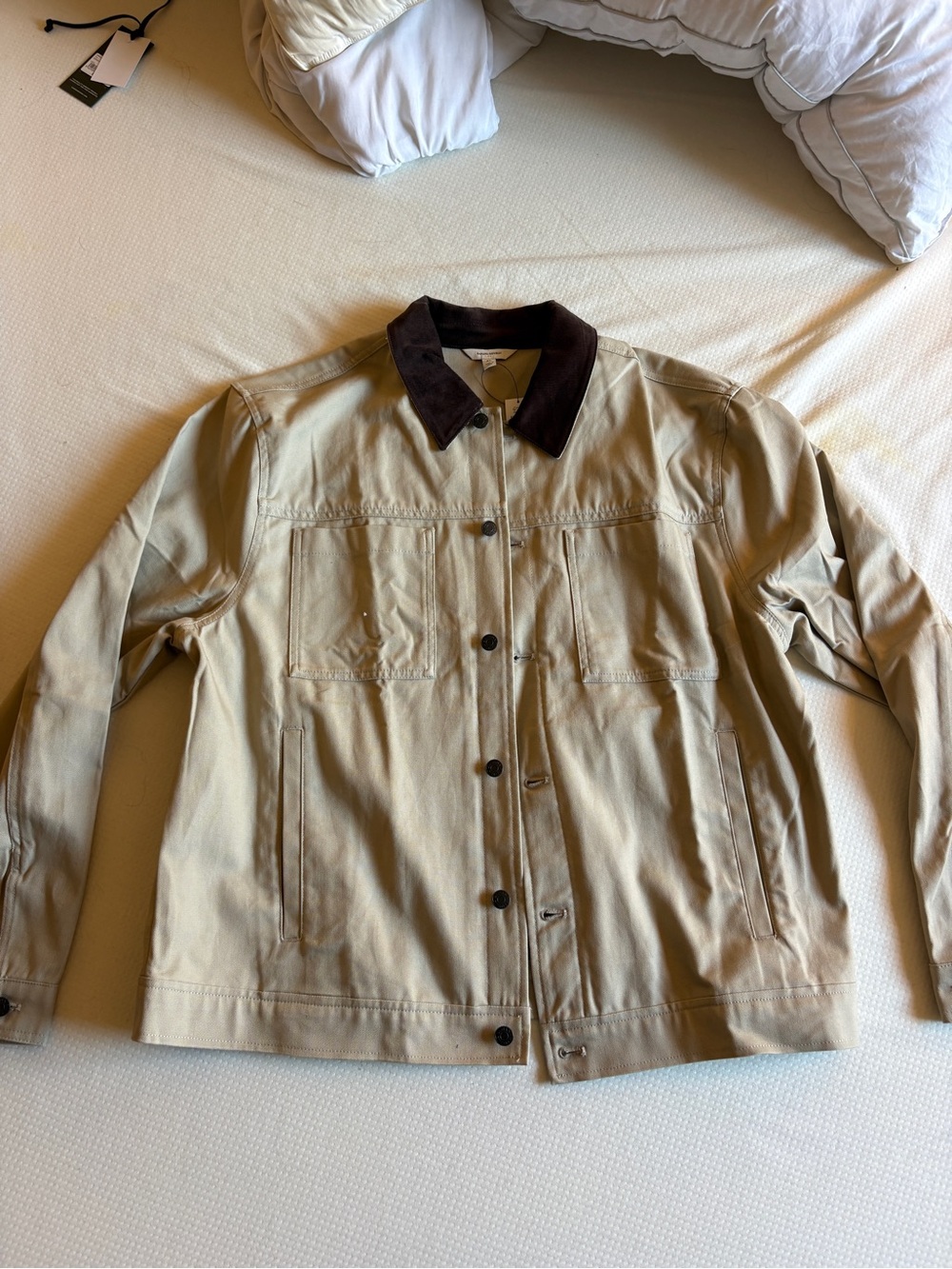 NWT Banana Republic Tan Canvas Jacket with Dark Brown Collar